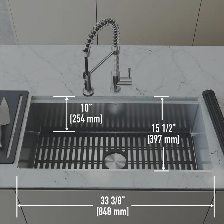 VIGO VIGO 36" Mercer Stainless Steel Undermount Kitchen Sink with Accessories VGR3620CK1