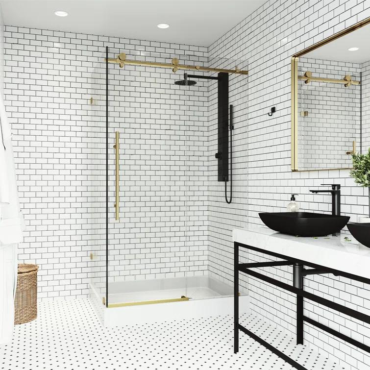 Elan E-class 48" W x 36" D x 82" H Sliding Frameless Shower Enclosure with 3/8" Clear Glass&Base