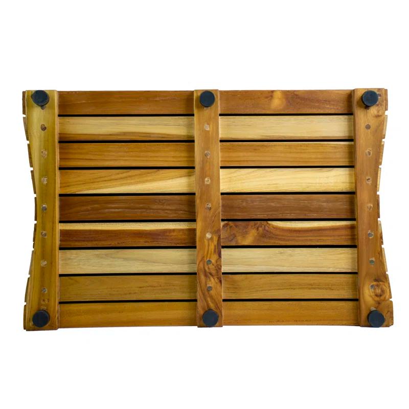 EcoDecors Eleganto Rectangle Teak Shower Mat, Teak Shower Mat for Inside Shower, Teak Bath Mat, Wood Bath Mat, Wood Shower Mat, Teak Shower Mats, Teak Bathroom Mat, Earthy Natural