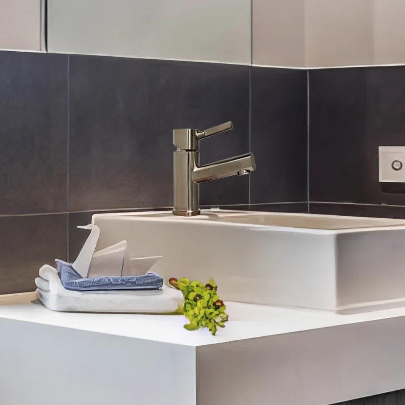 Whitehaus Collection WHS0311-SB-BSS Whitehaus Collection Stainless Steel Single Lever Bathroom Faucet with Pop-up Drain