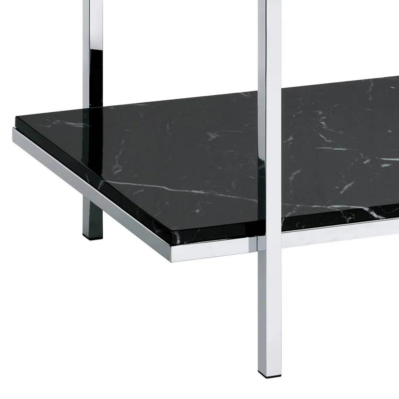 Ivy Bronx Angwin Mirrored Faux Marble & Chrome Console Table | Wayfair
