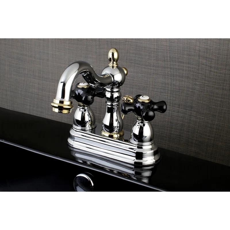 Kingston Brass Duchess Two-Handle 3-Hole Deck Mount 4" Centerset Bathroom Faucet with Plastic Pop-Up