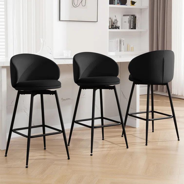 Corrigan Studio® Swivel Upholstered Counter Height Bar Stools (Set of 2)