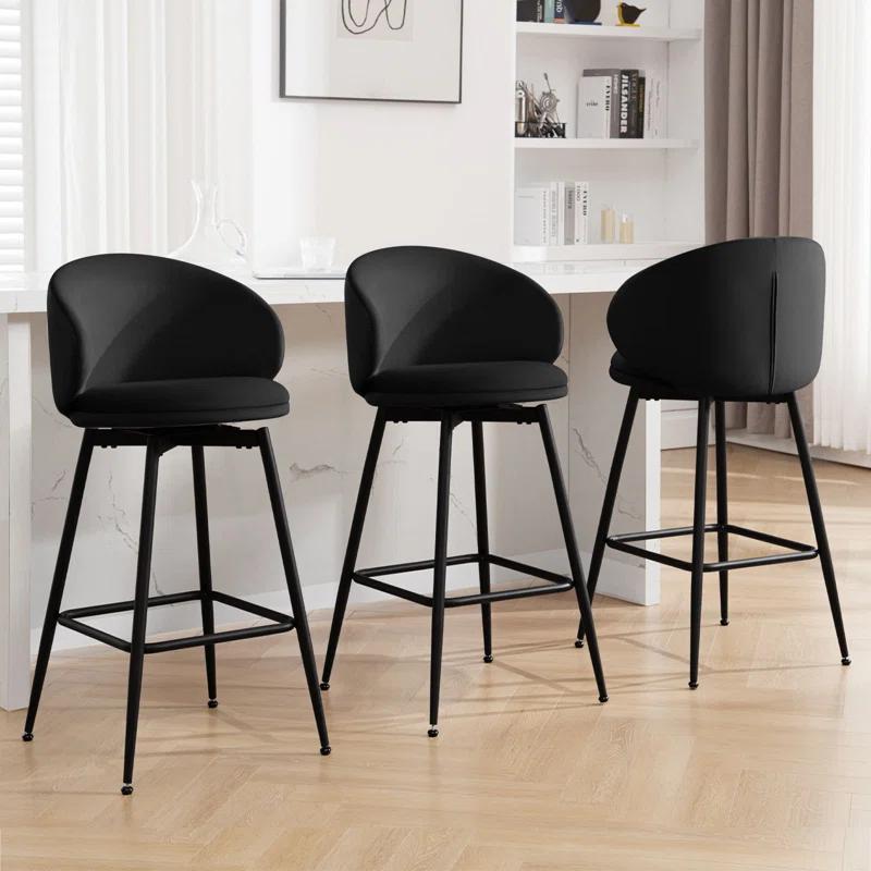 Corrigan Studio® Swivel Upholstered Counter Height Bar Stools (Set of 2)