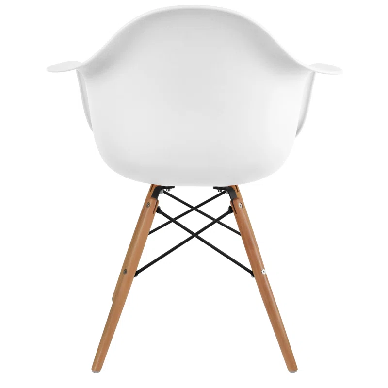 George Oliver Set of 2 Modern Dining Side Chairs from Molded Plastic Armchair Shell with Natural Wooden Legs (Set of 2)