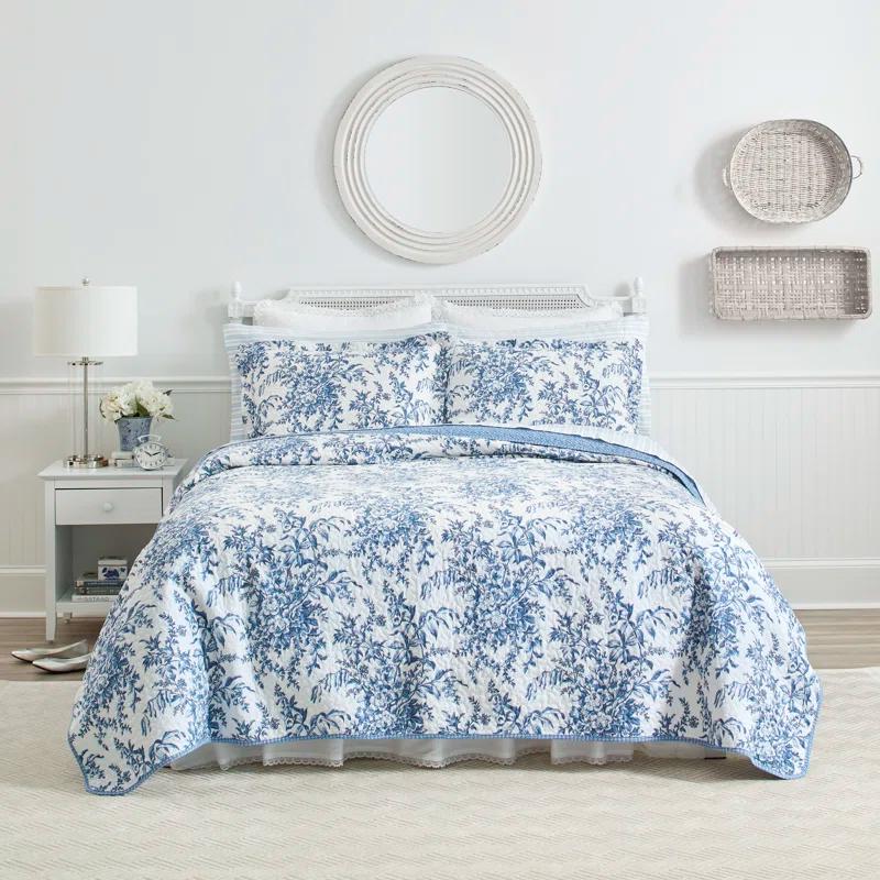 Laura Ashley Laura Ashley Bedford Cotton Reversible Quilt Set