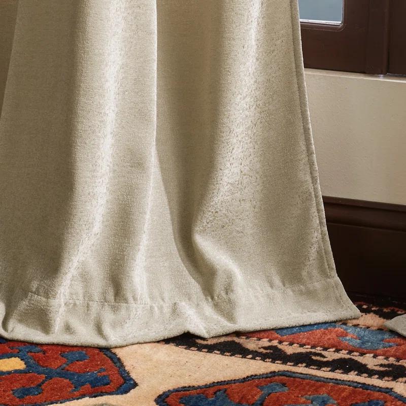 Martha Stewart Naples Chenille Solid Semi-Sheer Rod Pocket Curtain Panels (Set of 2)