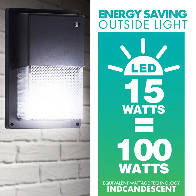 Simply Conserve 100-Watt Equivalent Integrated LED Black Mini Wall Pack Light, 4000K