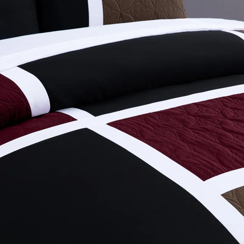 Chezmoi Collection 7-Piece Patchwork Bed in a Bag Comforter Set with Sheets