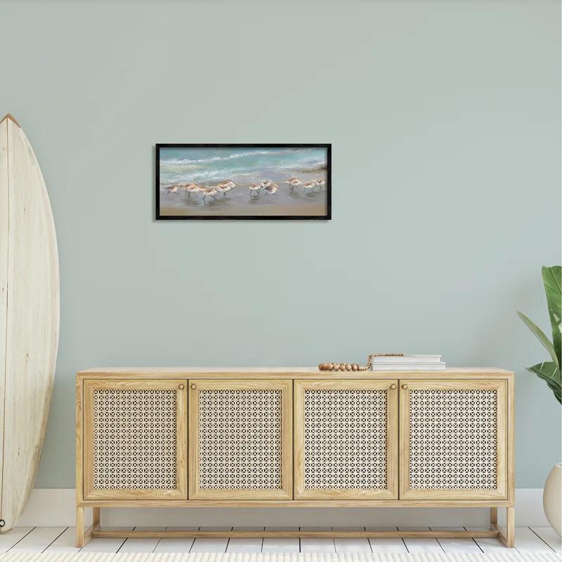 Stupell Industries " Sandpiper Flock Shoreline Splashing " by Rick Novak Painting Print