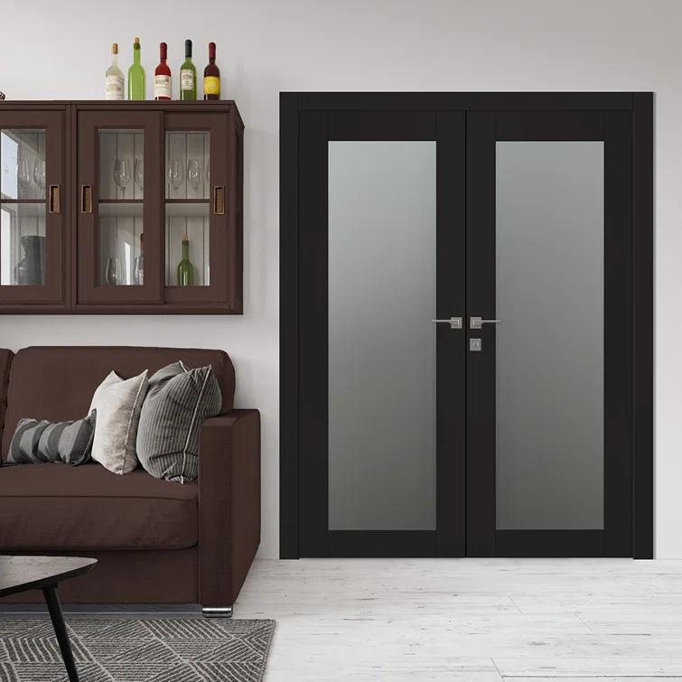 Belldinni Avon 207 Solid Manufactured Wood and Glass Paneled Double French Door & Reviews | Wayfair