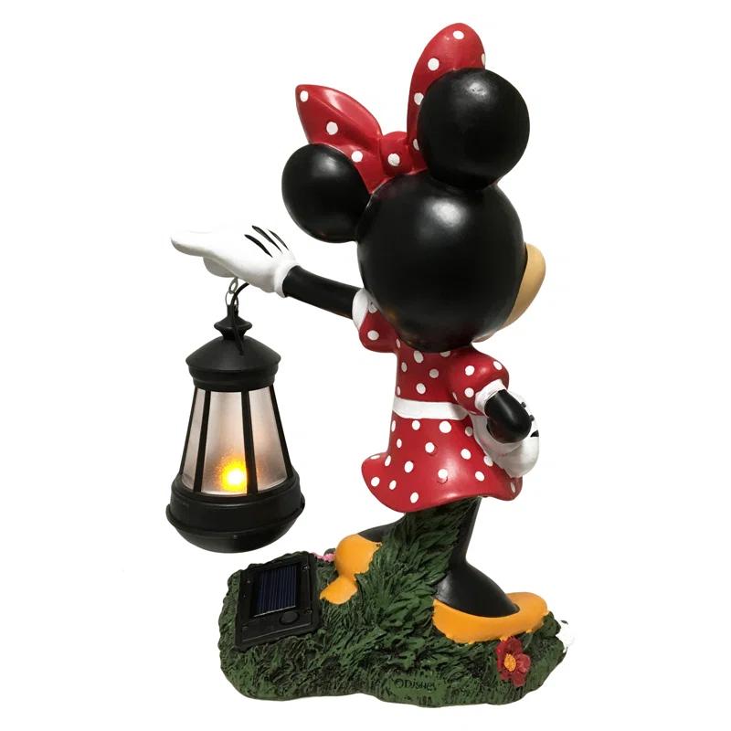 Back Yard Glory BACKYARD GLORY Disney Minnie Mouse Solar LED Lighted Lantern Everyday Outdoor Garden Statue, 12 inches Tall, Officially Licensed Disney Product
