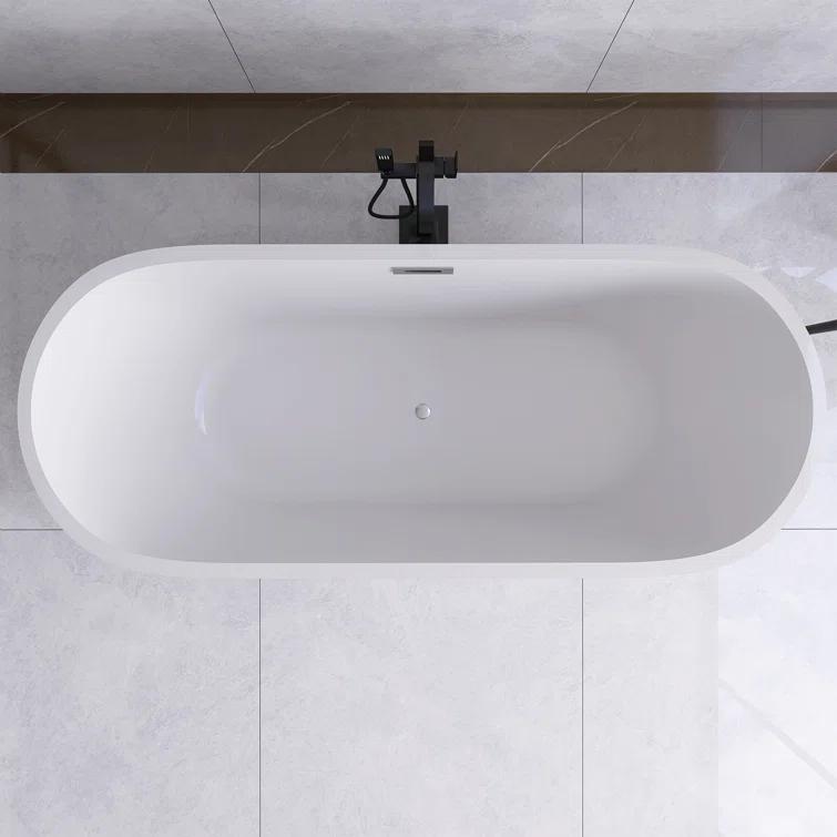 JimsMaison 67'' Freestanding Soaking Acrylic Bathtub JMBAFBT05-67B