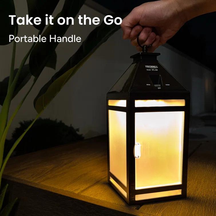 Techko 12.88 Outdoor Vintage Solar LED Lantern with Auto Dawn-to-Dusk Sensor