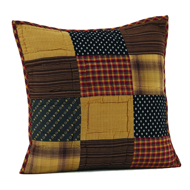 VHC Brands Patriotic Patch Patchwork Cotton Reversible Throw Pillow