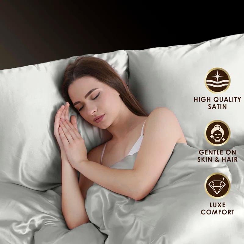 Seduction Martex Elegance Satin Silk Pillowcases Set Of 2 Hotel Quality - Super Soft & Breathable