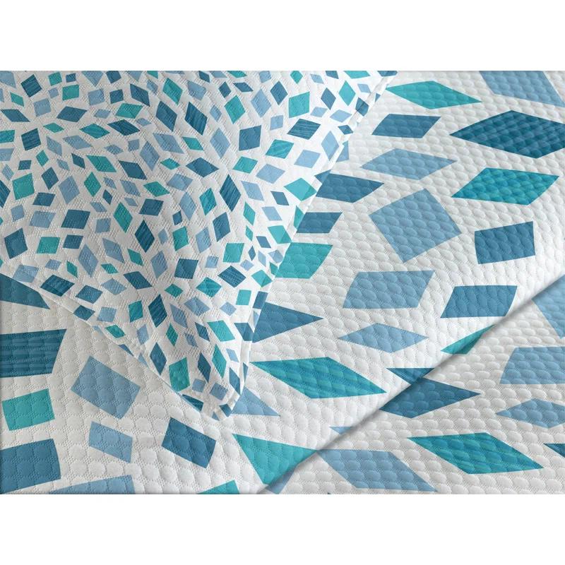 Ambesonne Ambensonne Teal Bedspread Abstract Mosaic Blue Tones Slate Blue Turquoise