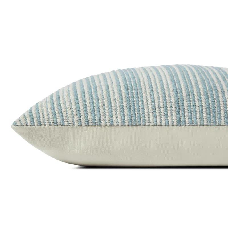 Jean Stoffer Blue Striped Cotton Square Throw Pillow