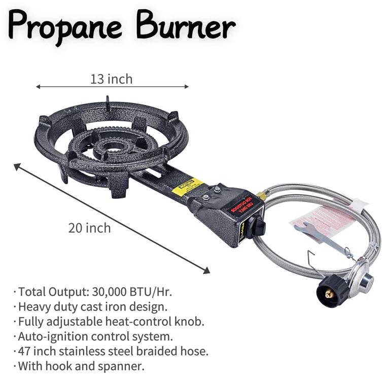 ARC ARC 23" Stainless Steel Concave Comal Set, 30,000 BTU Propane Burner and Stand, Discada Disc Cooker.