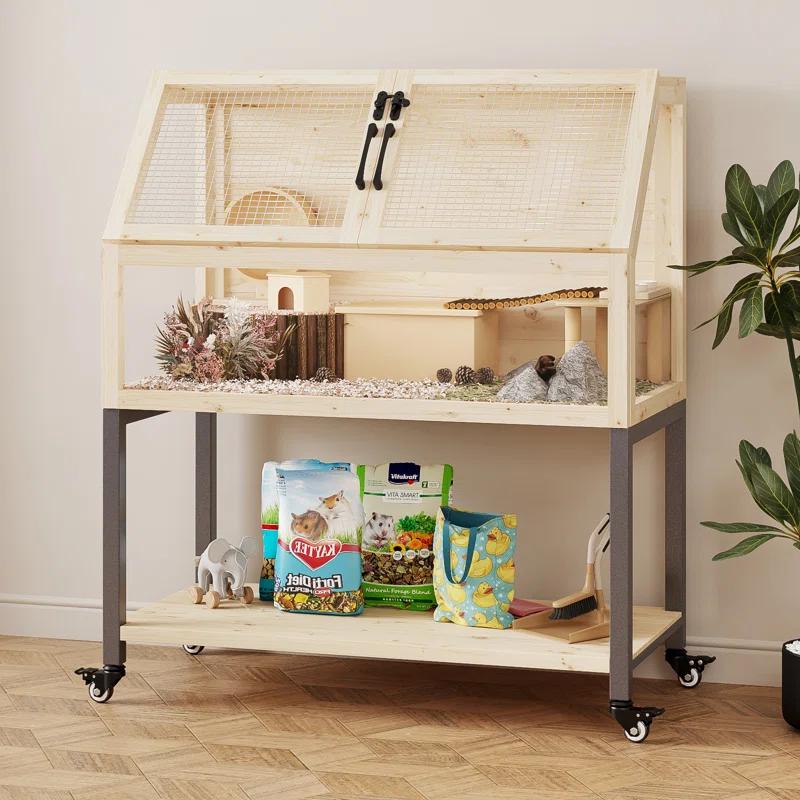 Tucker Murphy Pet™ Wooden Hamster Cage With Storage Shelf,Ventilated Small Animal Cage For Guinea Pig,Rat,Hedgehog,Chinchilla,Large Hamster Cages And Habitats With Acrylic Panels & Reviews | Wayfair