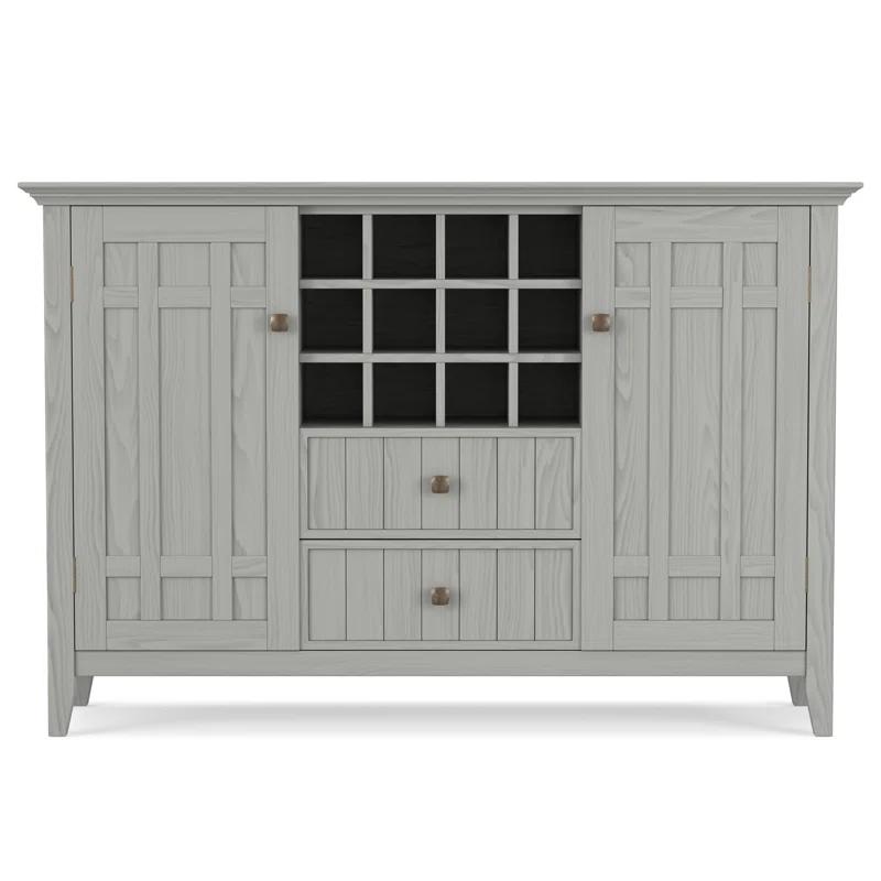 Simpli Home Bedford 54"W Solid Wood Sideboard Buffet and Wine Rack, 2 Drawers, and 2 Cabinets