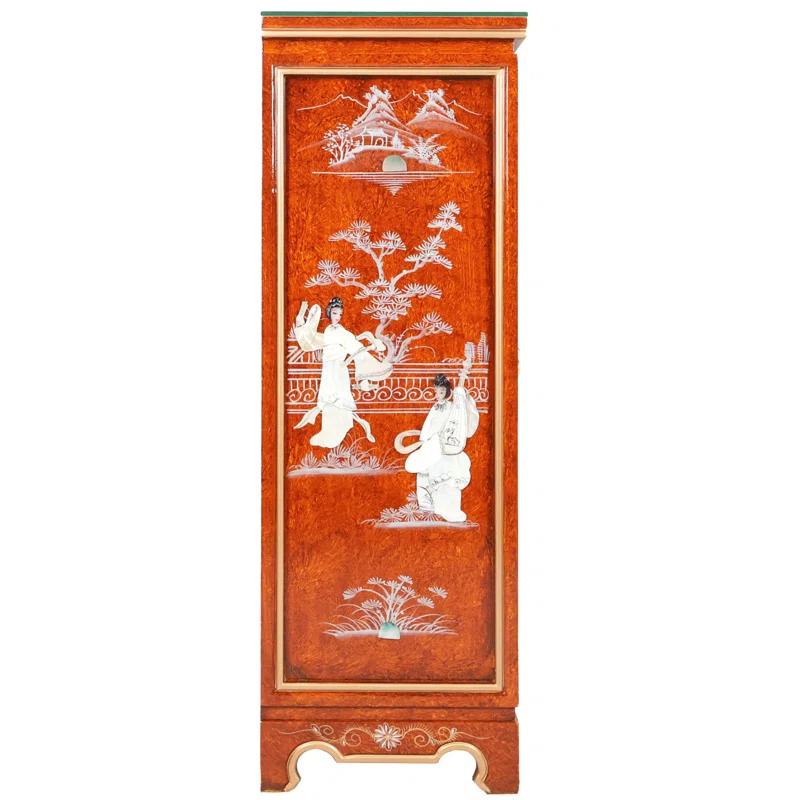 Bloomsbury Market Oriental lacquer Pedestal With Inlaid Mother of Pearl