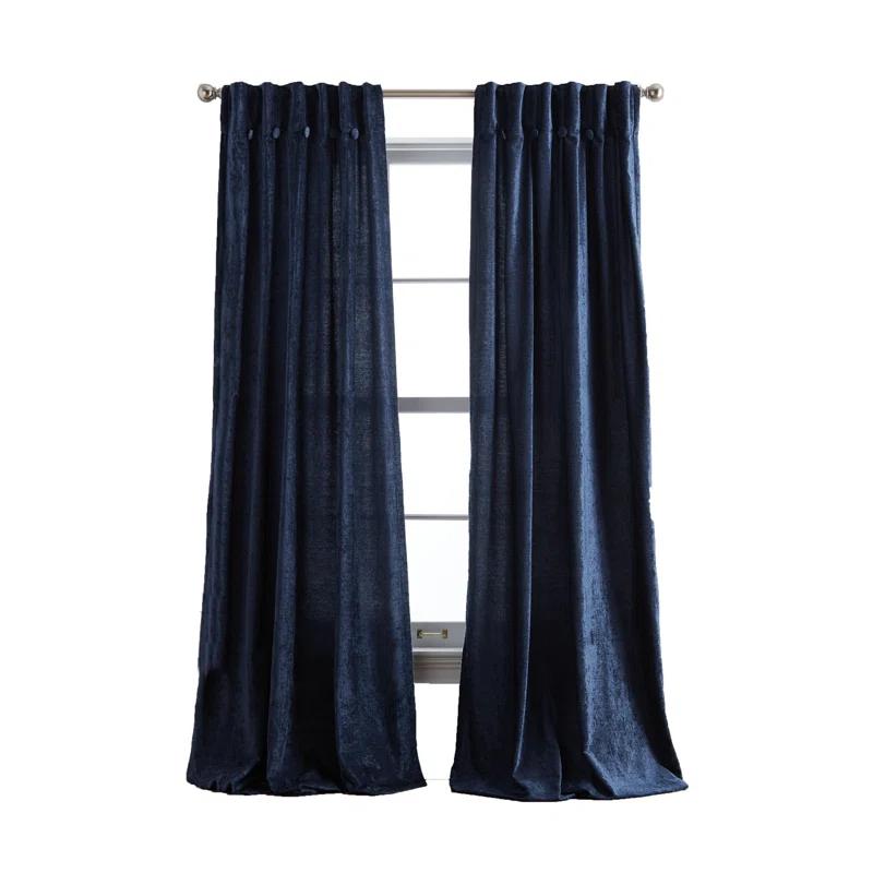 DKNY DKNY Classic Chenille Inverted Pleat W/Button Curtain Panel Pair