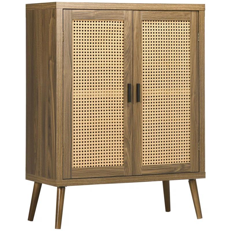 Bayou Breeze HOMCOM Sideboard Buffet Cabinet With Rattan Doors, Brown