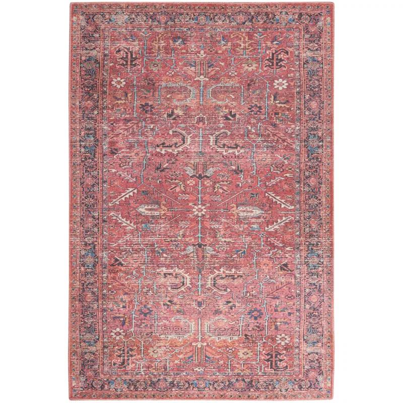 Bungalow Rose Machine Washable Oriental Red Area Rug