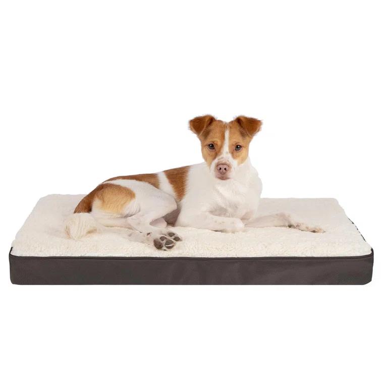 Best Pet Supplies Dog Crate Mat with Waterproof Exterior, Orthopedic Foam, and Sherpa Cover - Brown