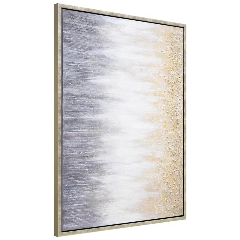 Empire Art Direct Golden Cascade Textured Glitter Hand Painted Framed Canvas Wall Art