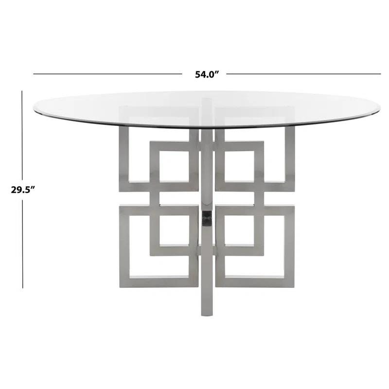 Safavieh Couture Harlan Round Glass Top Metal Base Dining Table