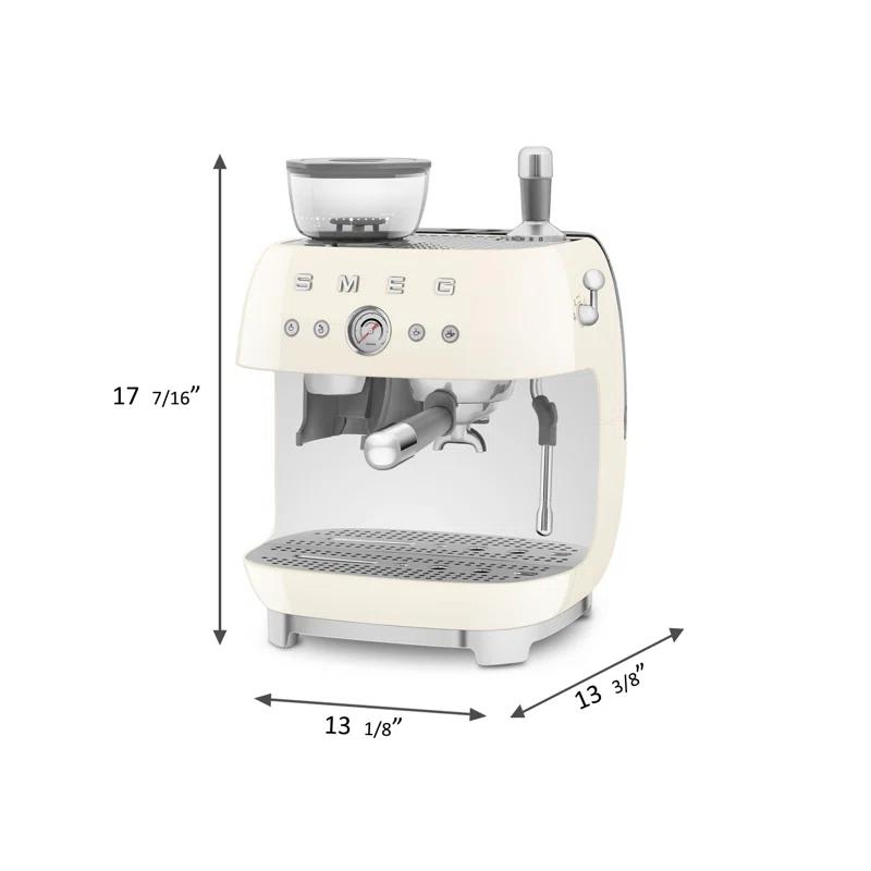 SMEG Cream Semi-Automatic Coffee and Espresso Machine with Milk Frother