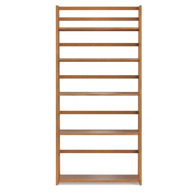 Simpli Home Acadian 30"W Solid Wood 5 Shelf Ladder Bookcase with Open Shelves