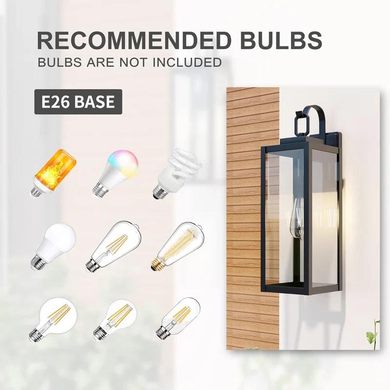 17 Stories Extra Large Size Outdoor Wall Lights, 22.5 Inch Matte Black Oversized Exterior Light Fixture With Clear Glass Shade, Front Porch Lighting, Modern Sconce Lantern For House, Garage