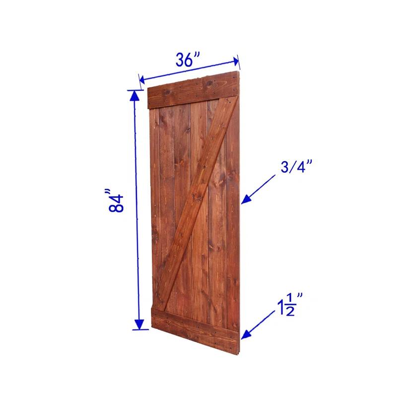 IsLife 36'' x 84'' Solid Wood Paneled Painted without Installation Hardware Kit Barn Door
