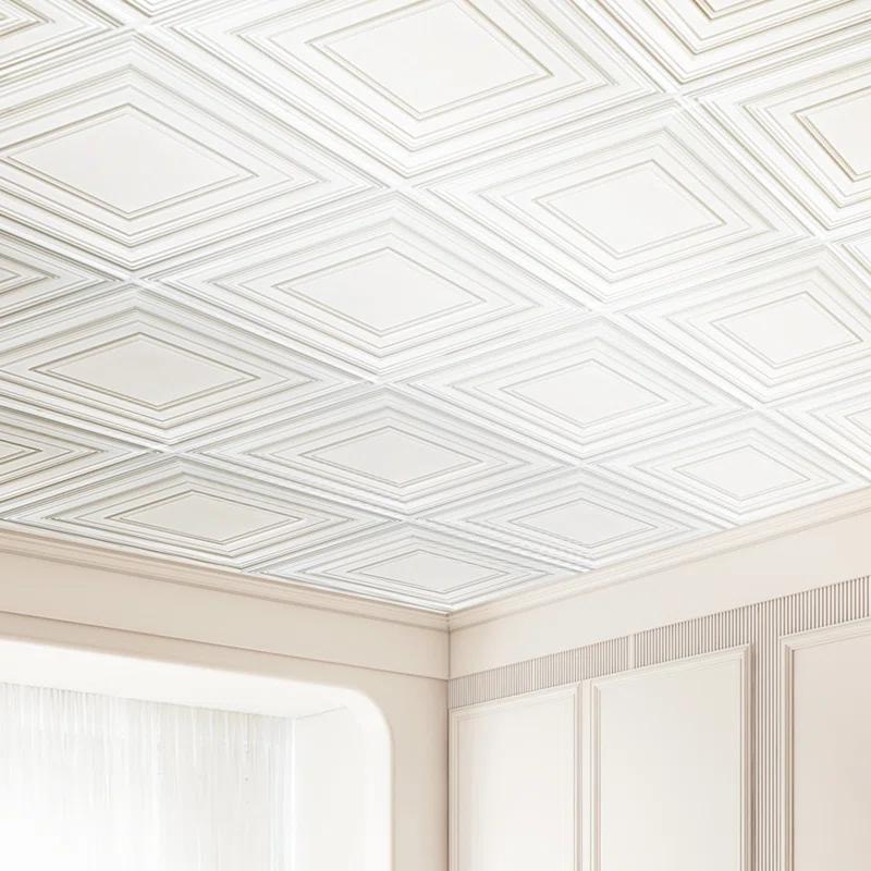 VEVOR Ceiling Tiles 12-Pack 24 x 24 in PVC Easy Installation White Peg Pattern | Wayfair