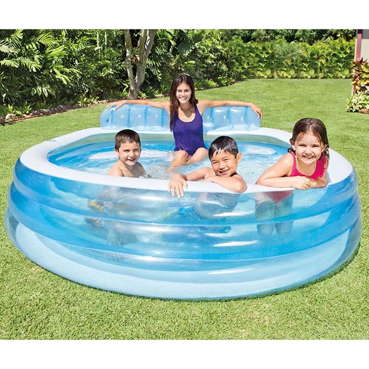 Intex Intex Swim Center Round Inflatable Above Ground Family Lounge Outdoor Pool, Blue