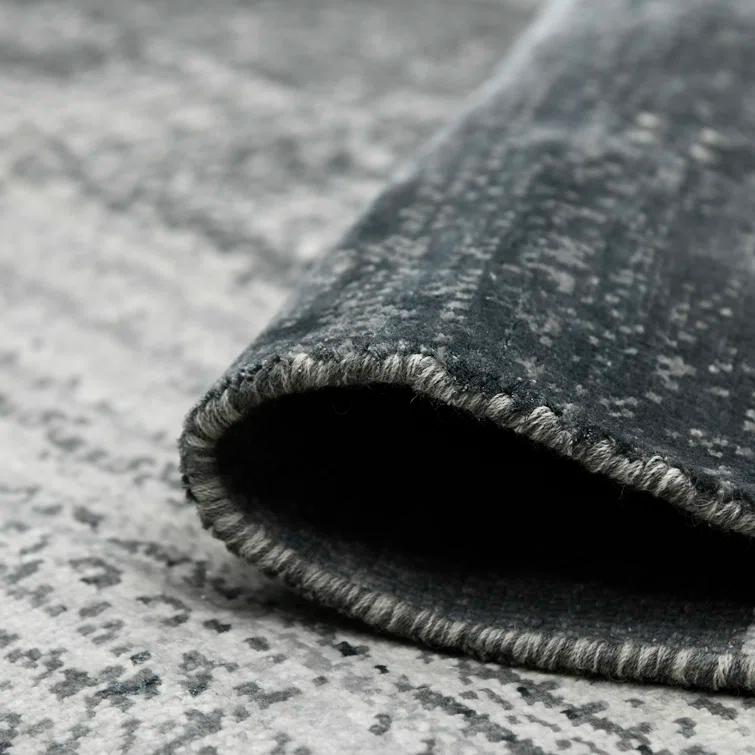 AMER Rugs Hermitage Empress Salon Black Hand-Knotted Wool/Viscose Area Rug