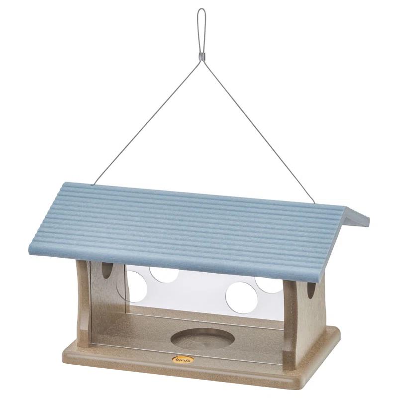 Birds Choice Bluebird Feeder in Taupe and Blue Recycled Plastic