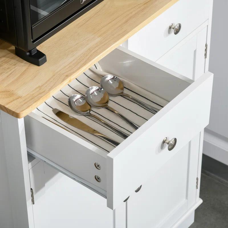 Lark Manor™ HOMCOM Freestanding 67" Kitchen Buffet With Hutch, Pantry Cabinet With Microwave Stand, Adjustable Shelf, 2 Drawers, Cupboard, White