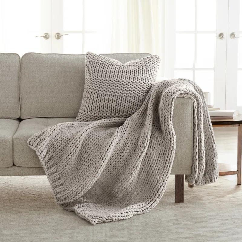 Becky Cameron Cozy Chunky Knit Acrylic Decor Throw Pillow
