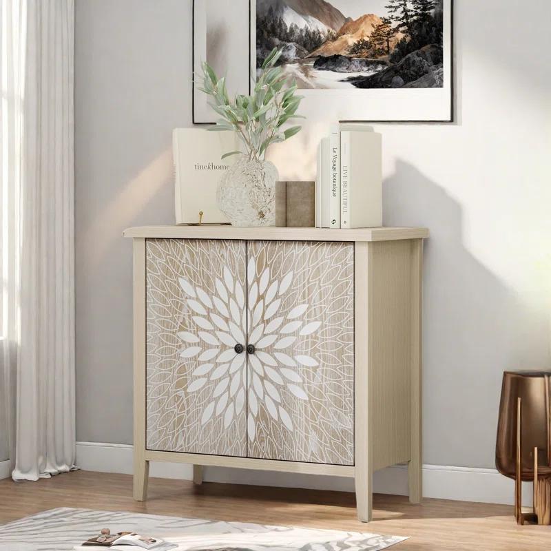 Alcott Hill® 2-door Accent Cabinet With An Adjustable Shelf And Exquisite Creative Carving