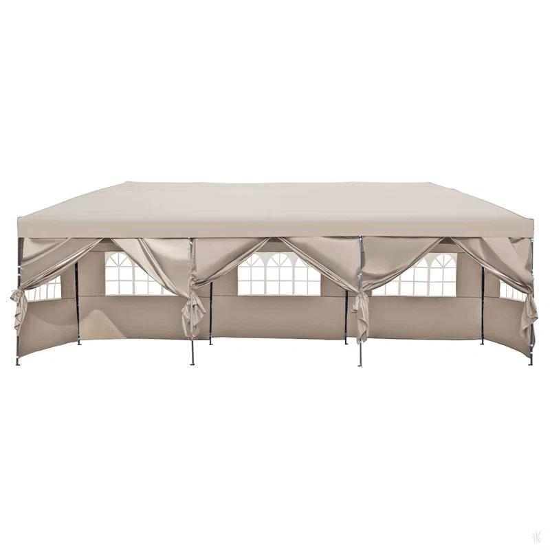 GROUPES 10X30 Pop Up Canopy With Sidewalls, Heavy Duty Outdoor Party Tent With Wheeled Bag, For Patio,Wedding, Backyard