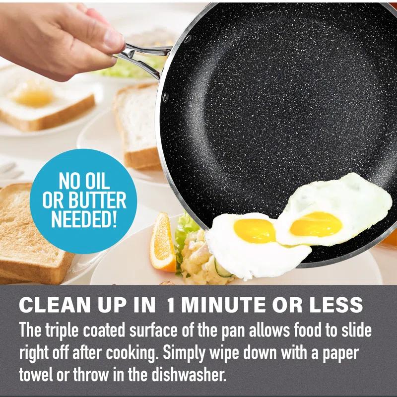 Granitestone Blue 20 Piece Aluminum Non Stick Cookware & Bakeware Set with Ultra Nonstick Surface, Oven & Dishwasher Safe