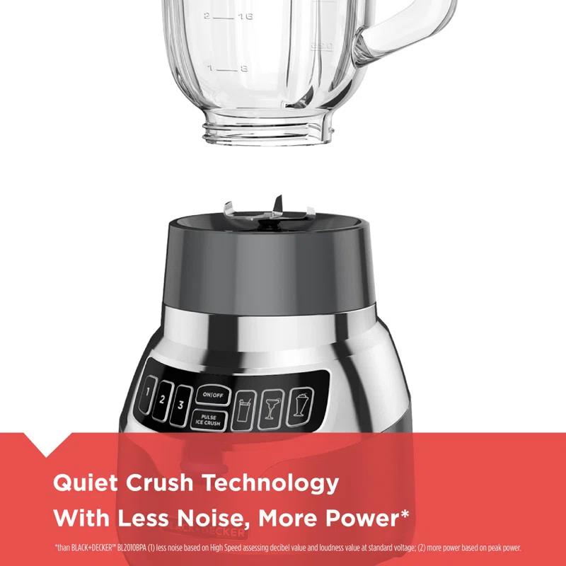 BLACK+DECKER BLACK+DECKER PowerCrush Digital Blender with Quiet Technology, Stainless Steel, BL1300DG-T