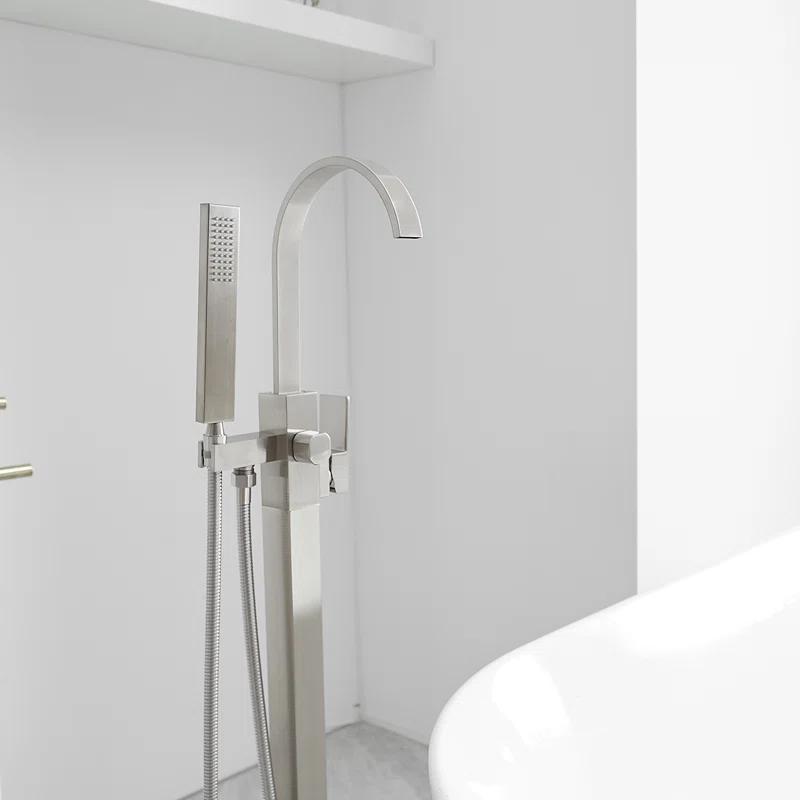 VIBRANTBATH A-97011-N 1 Handle Floor Clawfoot Tub Faucet with Diverter