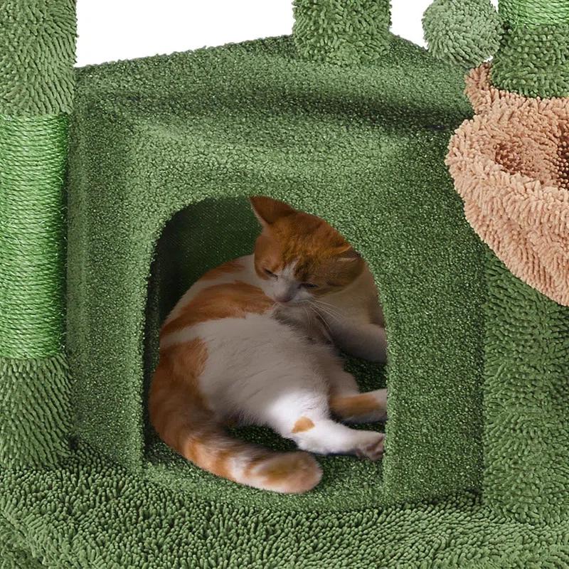 Cactus Cat Tree, 42in Cat Tower for Indoor Cats, Multi Level Cat Condo Scratching Post, Cat Activity Center