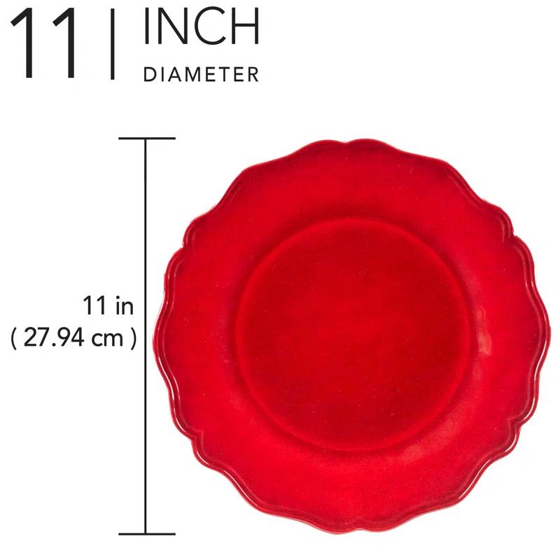 Red Crackle Set of 4 Dinner Plate 11" (Set of 4)