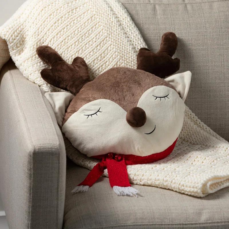 Clover Lane 24.5" Sleeping Reindeer Christmas Throw Pillow, Multicolor